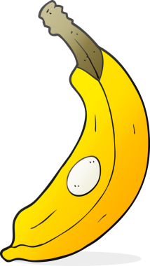 Bir insan tarafından çizilmiş karikatür muz.