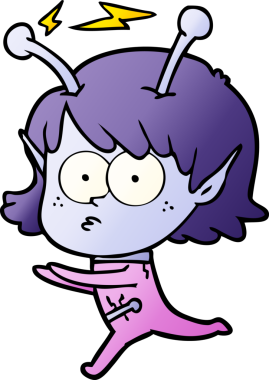 Bir insan tarafından çizilmiş uzaylı kız.