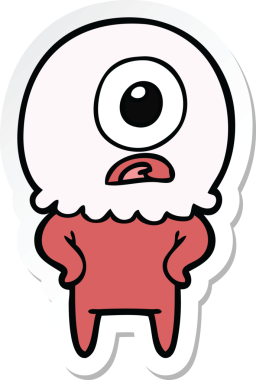 Bir insan tarafından çizilmiş uzaylı uzay adamının çizdiği Tepegöz 'ün çıkartması.