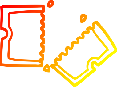 Bir insanın çizdiği çizgi film biletinin sıcak gradyan çizgisi.