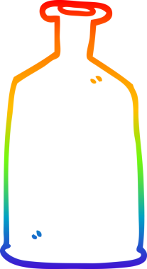 Gökkuşağı gradyan çizgi çizimi Bir insan tarafından çizilmiş cam şişe