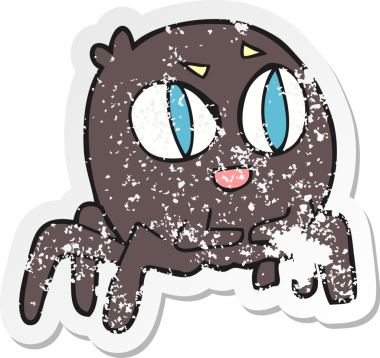 Bir insan tarafından çizilmiş karikatür örümceğinin gerilmiş yapıştırması.