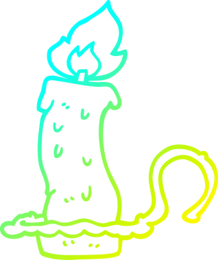 Bir insan tarafından çizilmiş yanan bir mumun soğuk gradyan çizgisi.