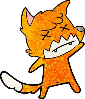 Bir insan tarafından çizilmiş şaşı tilki.