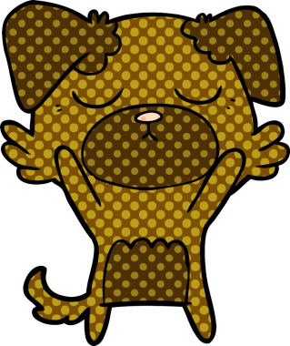 Bir insan tarafından çizilmiş şirin bir çizgi film köpeği.