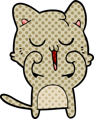 Bir insan tarafından çizilmiş çizgi film kedisi.