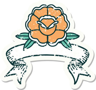 Bir insan tarafından çizilmiş çiçeğin bayrağını taşıyan eski bir etiket.