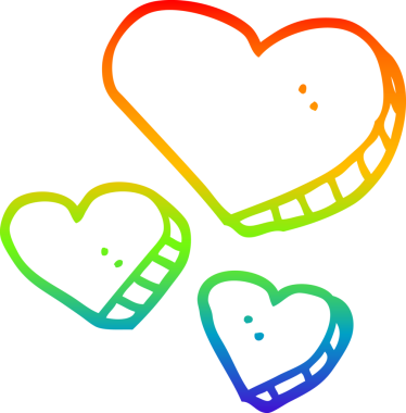 Gökkuşağı gradyan çizgi çizimi Bir insan tarafından çizilmiş aşk kalpleri