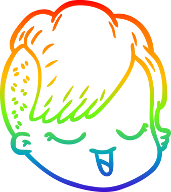 gökkuşağı gradyan çizgi çizimi bir insan tarafından çizilmiş bir kadın yüzü