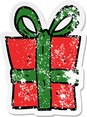 Bir insan tarafından çizilmiş bir çizgi film hediyesinin sıkıntılı çıkartması.