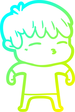 Bir çizgi film karakteri çizen soğuk gradyan bir insan tarafından çizilmiş meraklı çocuk.