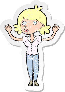 Bir insan tarafından çizilmiş bir karikatür kadının gerilmiş çıkartması.