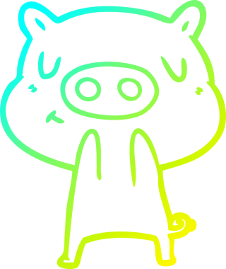 Bir insan tarafından çizilen çizgi film içerikli bir domuzun soğuk çizgi çizimi