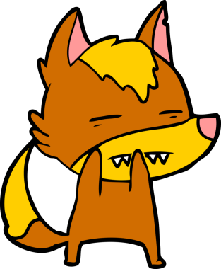 Bir insan tarafından çizilmiş tilki çizgi film karakteri