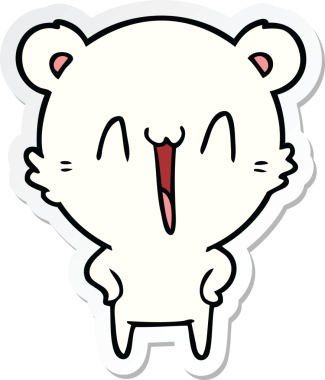 Bir insan tarafından çizilmiş mutlu bir kutup ayısının çıkartması.