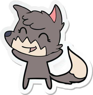 Bir insan tarafından çizilmiş mutlu bir tilkinin çıkartması.