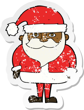 Bir insanın çizdiği Noel Baba çizgi filminin gerilimli retro çıkartması.