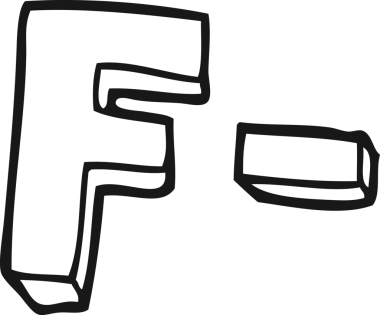 Bir insan tarafından çizilmiş F sınıfı siyah beyaz karikatür.