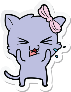 Bir insan tarafından çizilmiş çizgi film kedisinin çıkartması.