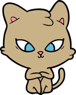 Bir insan tarafından çizilmiş sevimli çizgi film kedisi.