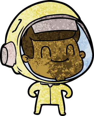 Bir insan tarafından çizilmiş mutlu astronot.