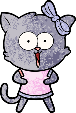 Bir insan tarafından çizilmiş çizgi film kedisi.