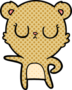 Bir insan tarafından çizilmiş barışçıl çizgi film ayısı.