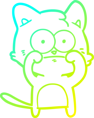 İnsan tarafından çizilmiş bir çizgi film çizimi. Sinirli bir kedi.