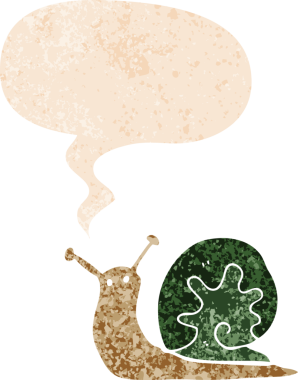 grunge 'da konuşma baloncuğu olan karikatür salyangozu bir insan tarafından çizilmiş tedirgin geçmiş doku