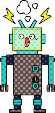 bir insan tarafından çizilmiş bir robotun çizgi roman tarzı