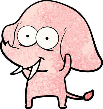 Bir insan tarafından çizilmiş mutlu bir fil.