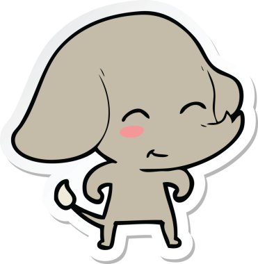 Bir insan tarafından çizilmiş şirin bir fil çıkartması.