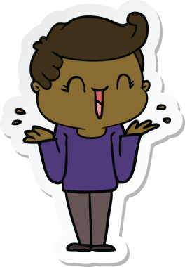 Bir insan tarafından çizilmiş, gülen bir çocuğun çıkartması.