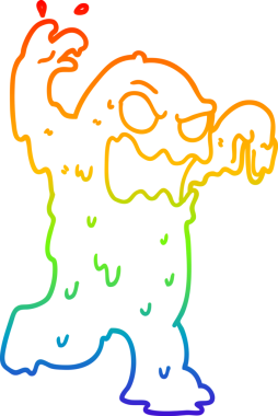 Gökkuşağı gradyan çizgi çizimi bir insan tarafından çizilmiş sümük canavarı