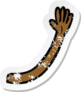 Bir insan tarafından çizilmiş bir karikatür kolunun gerilmiş çıkartması.