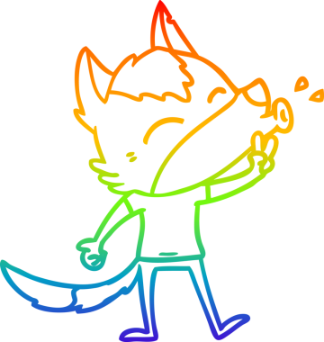 Uluyan bir kurdun çizdiği gökkuşağı gradyan çizgisi bir insan tarafından çizilmiş giysiler.