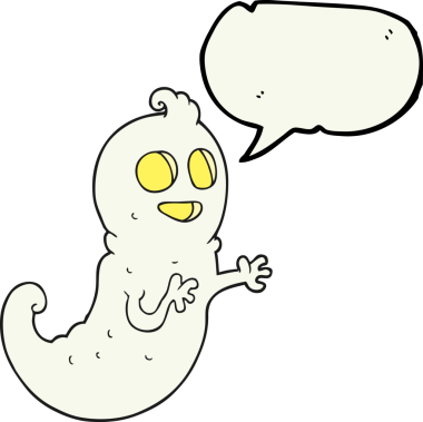 Bir insan tarafından çizilmiş serbest konuşma balonu çizgi film hayaleti.