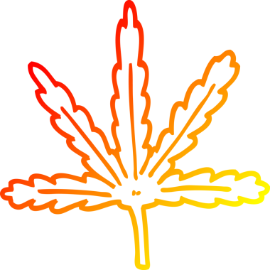 Bir insan tarafından çizilmiş bir marihuana yaprağının sıcak çizgi çizimi