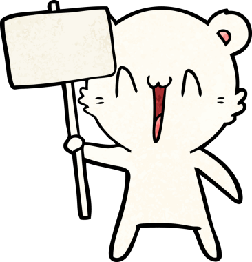 Bir insan tarafından çizilmiş protesto tabelalı kutup ayısı.