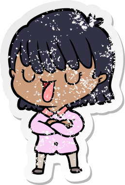 Bir insan tarafından çizilmiş karikatür bir kadının sıkıntılı çıkartması.