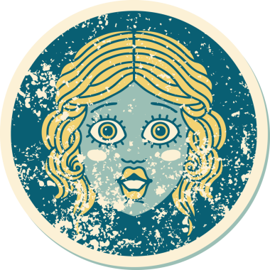 Bir insan tarafından çizilmiş kadın yüzünün sembolik dövmesi.