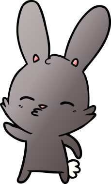 Bir insan tarafından çizilmiş meraklı tavşan çizgi filmi.