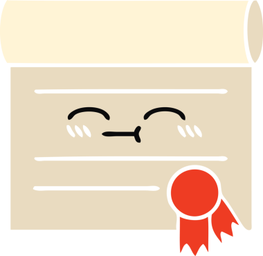 Bir insan tarafından çizilmiş bir sertifikanın düz renk retro karikatürü