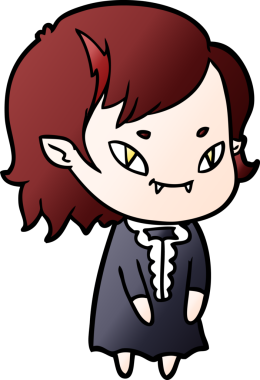 Bir insan tarafından çizilmiş çizgi film dostu vampir kız.