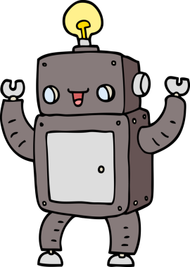 bir insan tarafından çizilmiş mutlu bir robot.