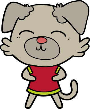 Bir insan tarafından çizilmiş çizgi film köpeği.