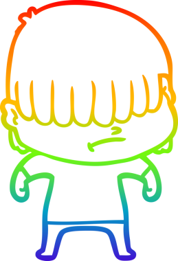 Bir insan tarafından çizilmiş dağınık saçlı bir çizgi film çocuğunun çizimi.