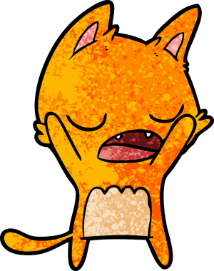 Bir insan tarafından çizilmiş esneyen kedi çizgi filmi.