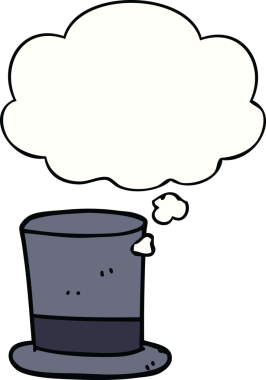 Bir insan tarafından çizilmiş düşünce baloncuklu silindir şapka.