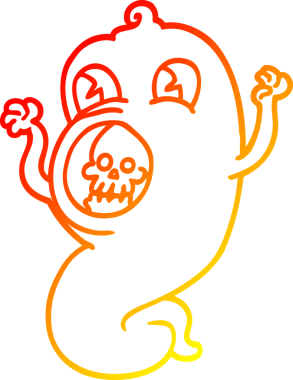 Bir insan tarafından çizilmiş ürkütücü bir çizgi film hayaletinin sıcak çizgi çizimi